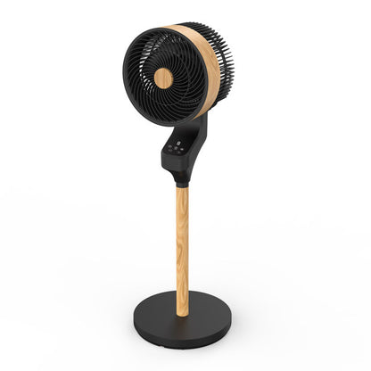 Ventilador Pie Bizancio Negro/haya 50w 3velocidades 95x30x30 Oscilante,tactil Display,remoto Y Temporizador
