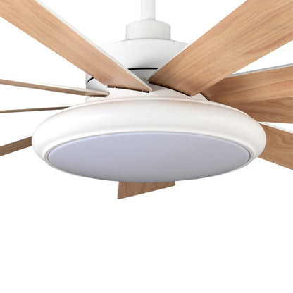 Ventilador Dc Pireo 36w Blanco 9 Aspas Blanca/haya  6 Vel 3000k, 4500k, 6000k 3800lm 132d C/remoto, Memoria Y Temporizador