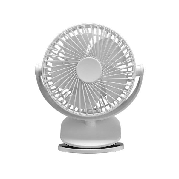 Ventilador Sobremesa C/pinza Peñafiel Blanco 5w 3+1vel Recargable Alimentacion Usb 5aspas Motor Dc 18x16x13cm Inalambrico