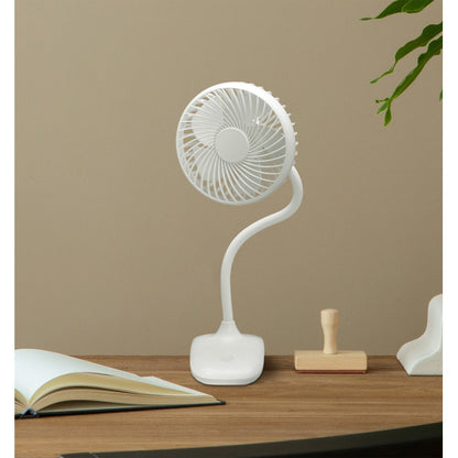 Ventilador Sobremesa C/pinza Sines Blanco 5w 3+1velocidades Recargable Alimen.usb 5asp Motor Dc 36x12,5x11,5cm Inalambrico