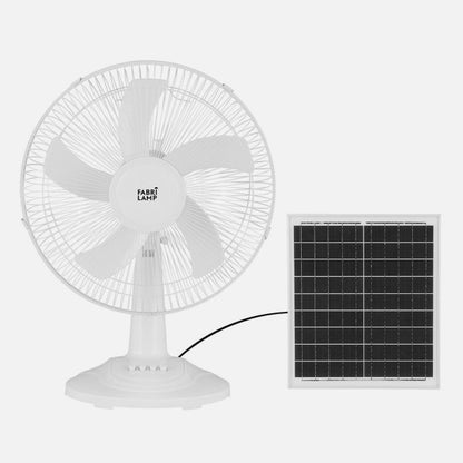 Ventilador DC Sobremesa Solar Abanico Blanco 20w 3velocidades 5 Asp.blancas  63x43x30,5cm 4,20m De Cable
