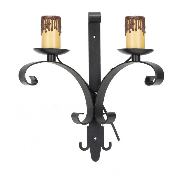 Wall Light Rustic Wheel 2xe27 Brown 35x32x18 Cm
