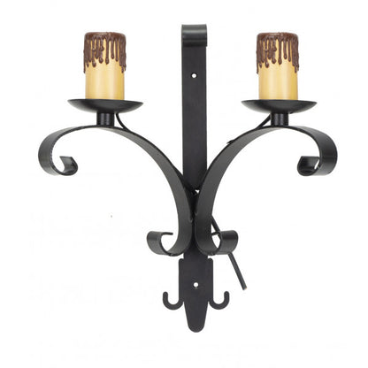 Wall Light Rustic Wheel 2xe27 Brown 35x32x18 Cm